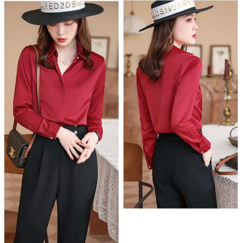 Red Satin Blouse